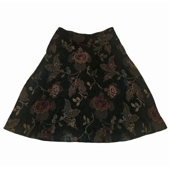 H&M Jacquard Floral Midi Skirt 6 A-Line Flare Embroidered Whismygoth Fairy Boho - Picture 1 of 8